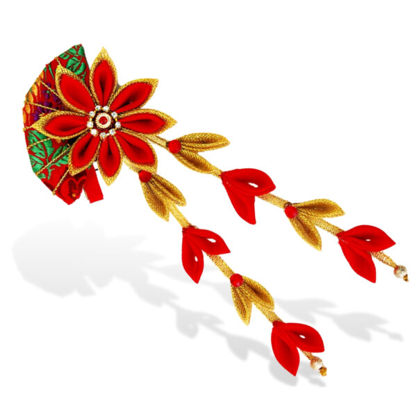 fan shaped red gold hair clip