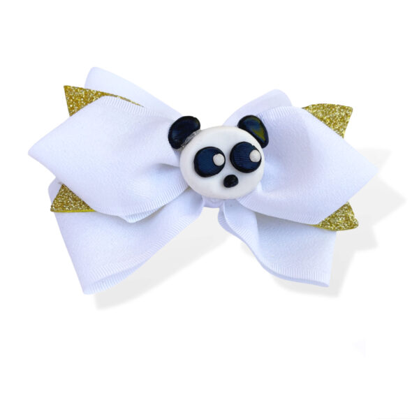 white glitter hair bow