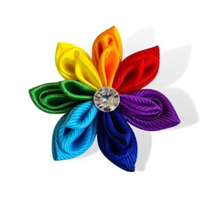 LGBT Pride Flower Pin  Acceptance Gift For Partner, Gay Pride Pin, Kanzahi Brooch Rainbow Lapel Pin