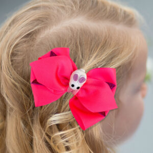 Bunny bow, Red fuchsia glitter girl’s hair bow, 4″ hair clip for toddler girl, Birthday gift for girl, Christmas gifts for girls Idea
