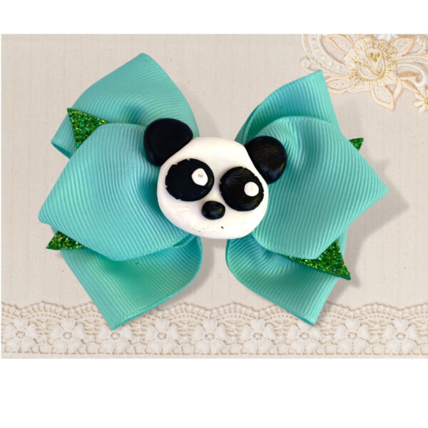 green panda hair clip