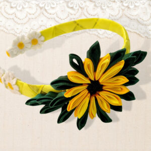 Sunflower Headband For Flower Girl, Kanzashi Fabric Flower Summer Headband Birthday Gift For Niece
