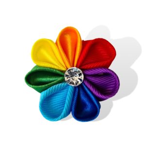 LGBT Pride Boutonniere Gay Wedding Brooch, Rainbow Flower Lapel Pin, Gay Pride Pin Gift For a Partner