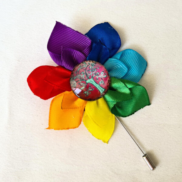 Rainbow Flower lapel pin