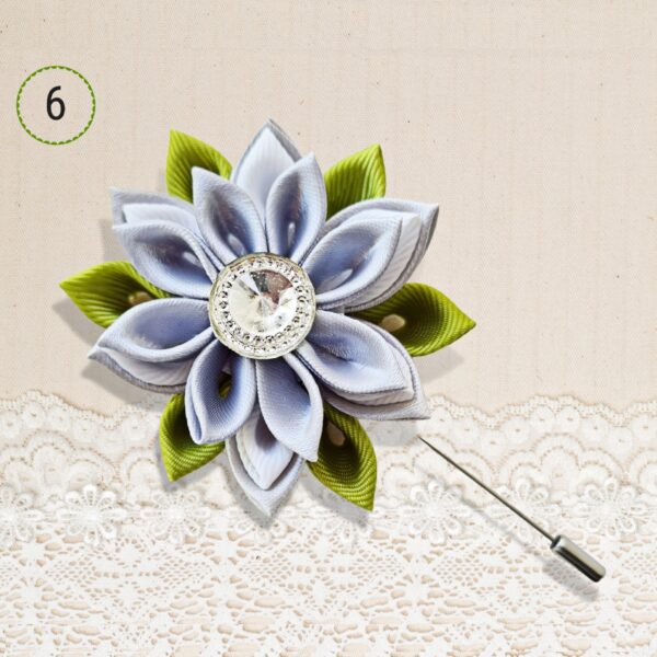 green gray flower lapel pin