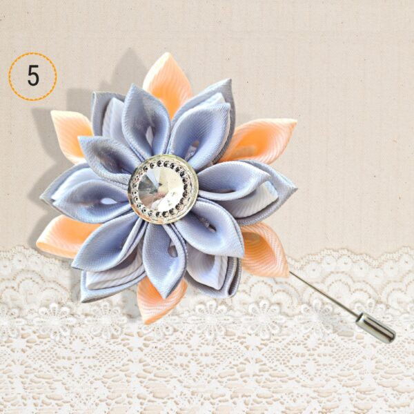 peach gray flower lapel brooch