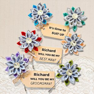 Groomsmen Proposal Gifts, Personalized Will You Be My Best Man Card, Flower Lapel Pin