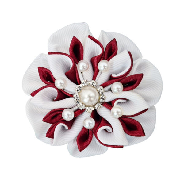 white burgundy brooch