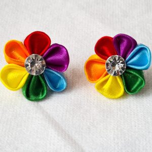 Rainbow Flower Studs Gift for Friend, 1″ Rainbow Daisy Earrings, Pride Earrings