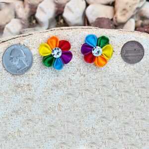 Rainbow Flower Studs Gift for Friend, 1″ Rainbow Daisy Earrings, Pride Earrings