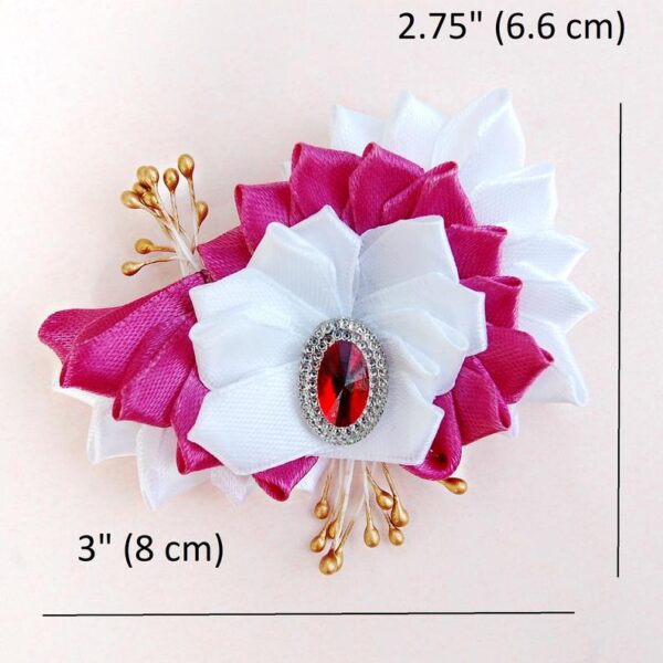 Kanzashi white pink brooch