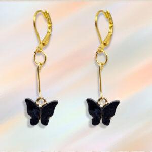 Dangle Black Butterfly Earrings Gift for Daughter, Customizes Tiny Butterfly Earrings for Every Day,