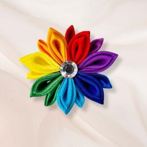 Rainbow Flower Lapel Pin, LGTB Flower Brooch Gay Pride Buttonhole Boutonniere